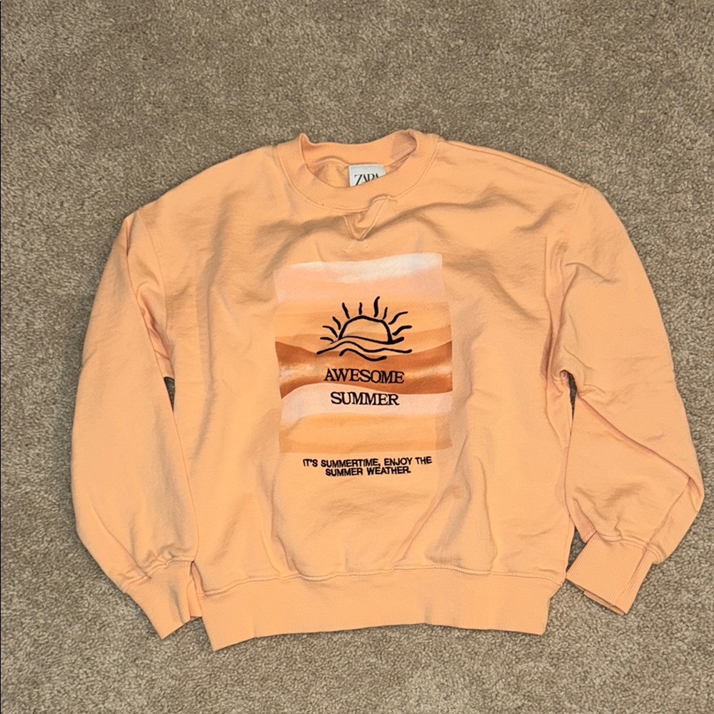 Zara Peach Summer Graphic Sweater